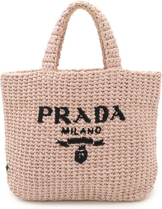 Prada Pink Raffia Handbag Tote Bag (Pre-Owned)