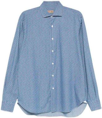 Barba Blue Micro-Pattern Shirt