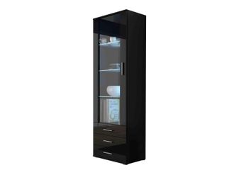 Mirjan24 Mobilier1 - Estanter&iacute;a Tornola 102, Negro + Negro Brillante, Cerrable, Con Cajones, Con Puertas, Vidrio, Aglomerado Laminado, N&uacute;mero De Puertas: 0, N&uacute;