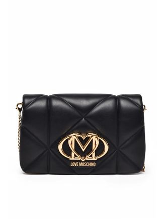 Love Moschino Black Geometric Quilted Polyurethane Shoulder Bag