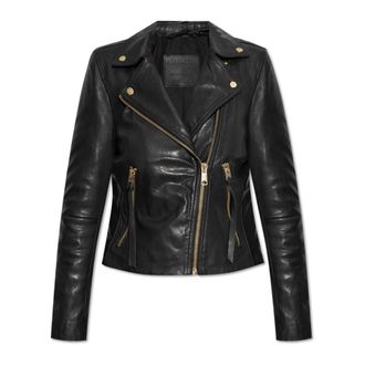 AllSaints Leren Jack Dalby - Dames - Leren en Su&egrave;de Jassen - Zwart - S - Leer - Jassen