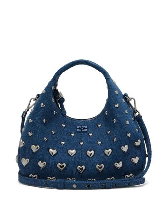 Ganni heart-stud tote bag - Blue
