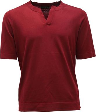 Ballantyne Katoenen Gebreide Trui - Heren - T-shirts - Rood - L - Katoen - Tops