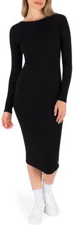 Hurley Just A Girl Long Sleeve Knit Midi Dress in Black at Nordstrom Rack, Size X-Small