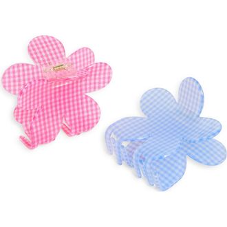 BP. Assorted 2-Pack Gingham Claw Clips in Pink- Blue at Nordstrom