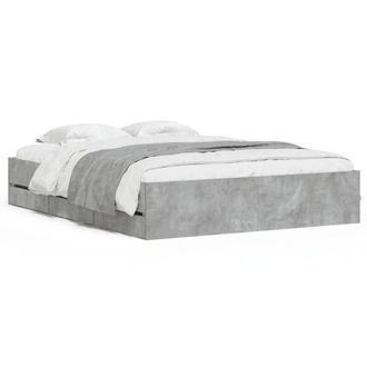 Berkfield Home Bed Frame Without Mattress 135x190 cm Double Smoked Oak Wood in Grey | Size: King