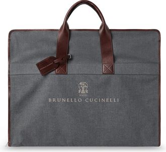 Brunello Cucinelli Tassen, Heren, Grijs, ONE Size, Leer, Reistas van technisch textiel en leer