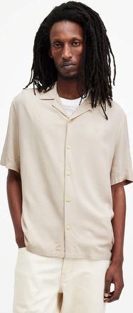 AllSaints Viscose Venice Revere Collar Ramskull Shirt, Size: XXL