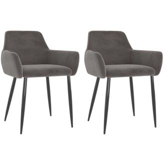vidaXL Sillas De Comedor 2 Unidades Terciopelo Gris Oscuro Vidaxl