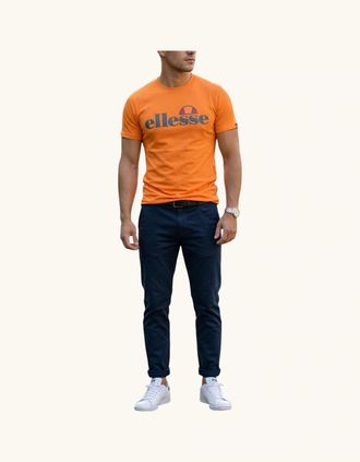 Ellesse Mens ELLESSE GINITI 2 Mens T Shirts Crew Neck Short Sleeve Cotton Summer Holiday Tee - Orange - Size: 36
