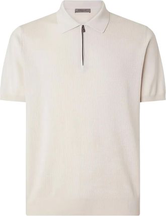 Corneliani zip-up cotton polo shirt - Neutrals