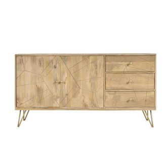 Miliboo Aparador En Mango Y Metal Dorado Linium
