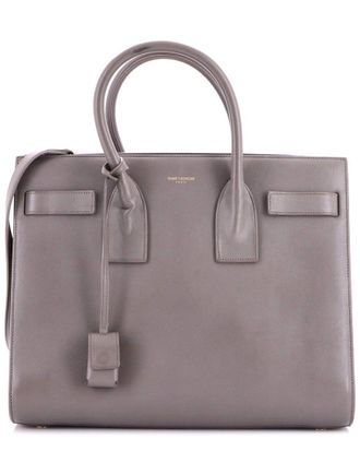 Saint Laurent Grey Leather Sac De Jour Nm Bag Small (Authentic Pre-Loved)