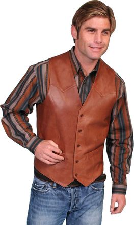 Scully Mens Westrn Vest/Single Point, Brown Lamb, 40