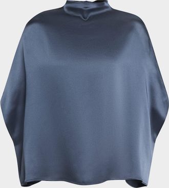 Sally Lapointe Mock-Neck Satin Cape T-Shirt