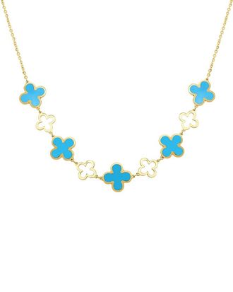 Italian Gold, Inc 14K Turquoise Station Layered Clover Necklace