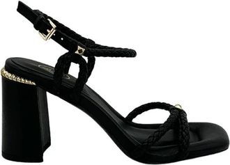 Ash Zwarte Lola Leren Sandaal - Dames - Sandalen met hakken - Zwart - 37 EU - Leer - Schoenen