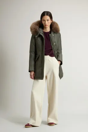 Woolrich donna Arctic Parka in Ramar Cloth con pelliccia removibile Verde Taglia XXL