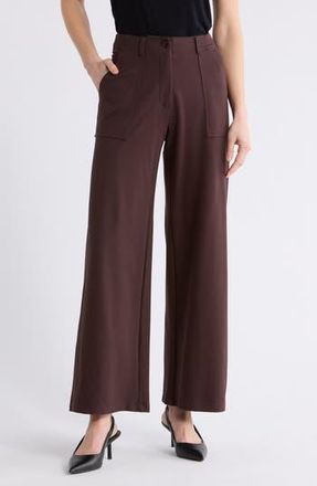 Max Studio Ponte High Waist Wide Leg Pants in Chocolate at Nordstrom Rack, Size X-Small