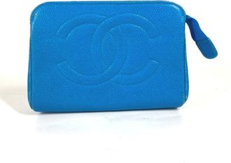 Chanel Blue Caviar Leather Pouch (Pre-Owned)