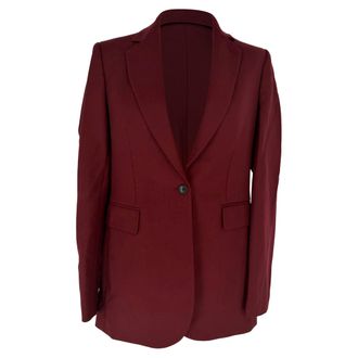 Joseph Single-Breasted Blazer in Burgundy Polyester