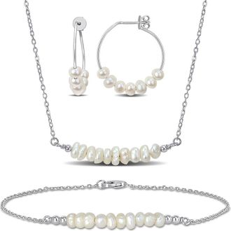 Delmar Cultured Pearl Beaded Earrings, Bracelet & Necklace Set in White at Nordstrom Rack