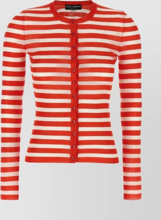 Dolce & Gabbana striped crew neck ribbed knit cardigan