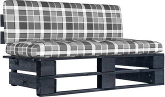 vidaXL Sof&aacute; Central De Palets De Jard&iacute;n Madera Pino Impregnada Negro Vidaxl