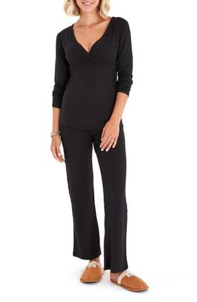 Accouch&eacute;e Sleep Tight Pajama Set for Pregnancy, Nursing and Ever After in Black at Nordstrom, Size Medium