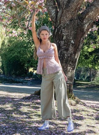 Twik Womens Twill wide-leg cropped pant