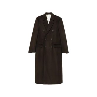 Carven Double-breasted jas - Dames - Mantels - Bruin - Maat: XS Zijde