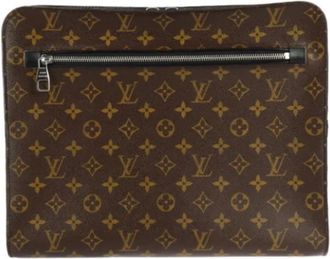 Louis Vuitton Tweedehands leren Louis Vuitton tassen - unisex - Vintage Clutch - Bruin - ONE Size - Leer - Vintage