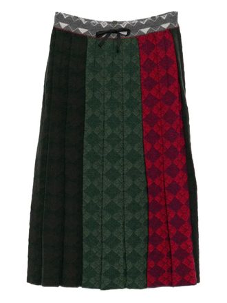 YanYan Knits Geruite midi-rok met argyle patroon - Bruin