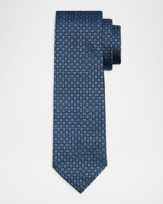 Ferragamo Men & apos;s Alternating Gancio Jacquard Silk Tie