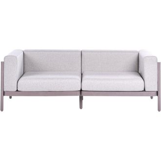 Beliani Divano da giardino moderno a 2 posti con struttura sintetica e cuscini color tortora Ferretti