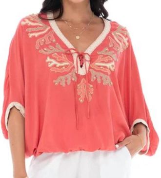 Skemo Miami Embroidered Top In Coral Reef