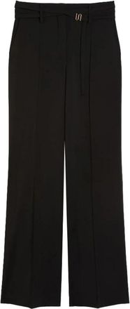Sportmax Flared wollen broek - Dames - Wijde Broeken - Zwart - 2XS - Wol - Broeken