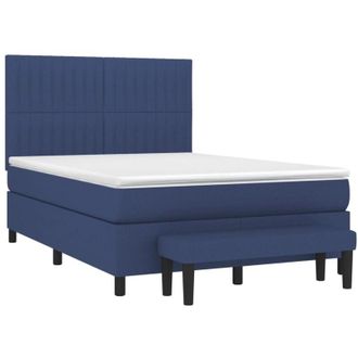 vidaXL Cama Box Spring Con Colch&oacute;n Tela Azul 140x200 Cm Vidaxl