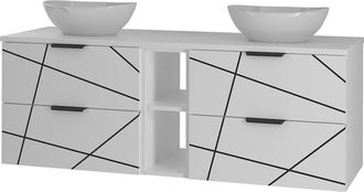 Petits Meubles Mueble doble lavabo 140cm paneles de melamina y mdf blanco