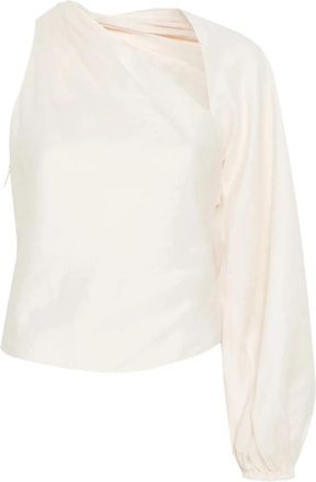 Self Portrait Draped Sleeve Top - Dames - Blouses - Beige - XS - Overhemden
