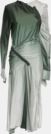 CHRISTOPHER ESBER Green Gradient Satin Draped Maxi Dress