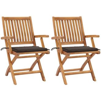 vidaXL Sillas De Jard&iacute;n 2 Uds Con Cojines Gris Taupe Madera De Teca Vidaxl
