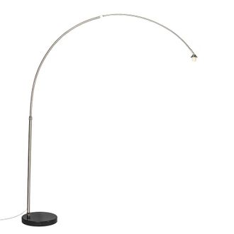 QAZQA Moderno L&aacute;mpara De Arco Moderna De Acero Con Base De M&aacute;rmol - Xxl Acero Alargada Adecuado Para Led Max. 1 X 60 Watt - Qazqa