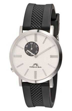 Porsamo Bleu Bennett Silicone Strap Watch, 40mm in Black And White at Nordstrom Rack