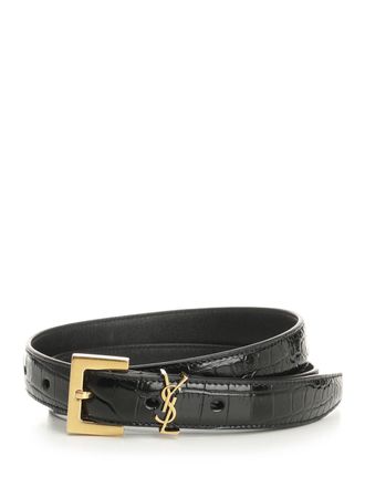 Saint Laurent Ysl Logo Belt Cinture Nero-Donna
