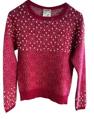 Chanel Pink Cashmere Bombay Collection Sweater Size 36
