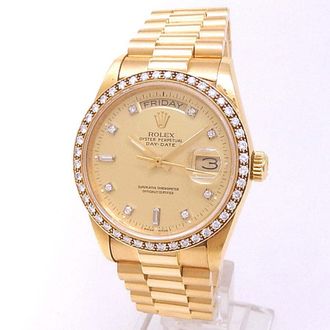 Rolex Pre-owned Rolex Day Date Automatic Chronometer Diamond Champagne Dial Mens Watch 18048 CDP