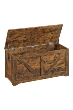 Boxxx Truhe, Braun, Holzwerkstoff, Vintage, 100x46x40 cm, Tragegriff, Deckel aufklappbar, Kleinm&ouml;bel, Truhen, Truhenb&auml;nke