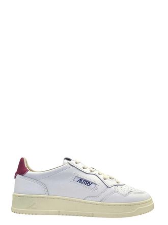 Autry Medaglia Basso Uomo Bj01 Pelle/Camoscio/Logo Bianco/Viola Profondo