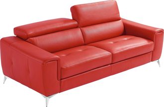 Egoitaliano Schlafsofa »Francine Designsofa, Loungesofa mit Dauerschlaffunktion, Breite 233 cm« mit Bettfunktion, Leder BULL, kirschrot, Fussfarbe chrom